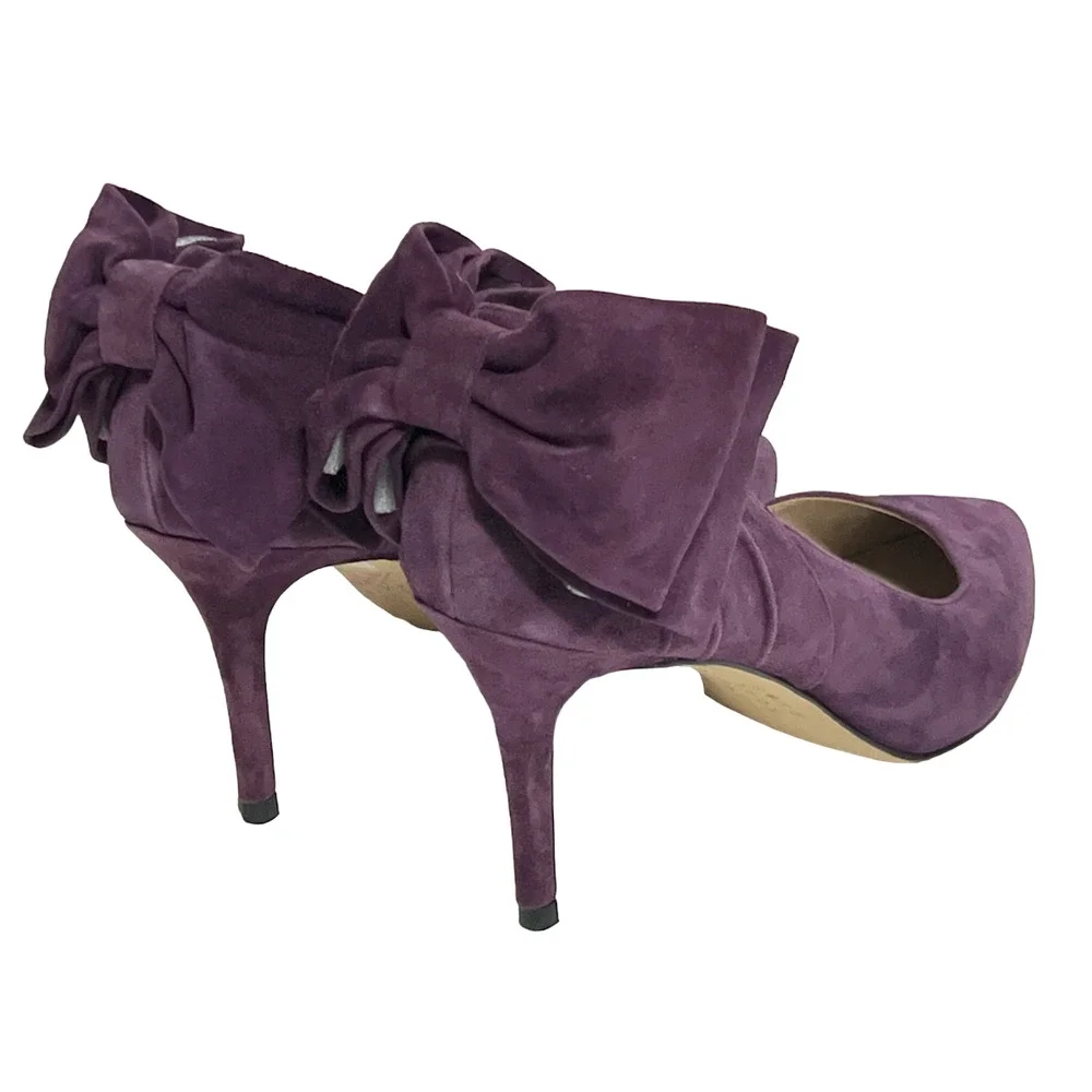 NEW WHITE HOUSE BLACK MARKET PURPLE CALLIE SUEDE BOW HIGH HEELS PUMPS SZ 9 - Picture 12 of 16